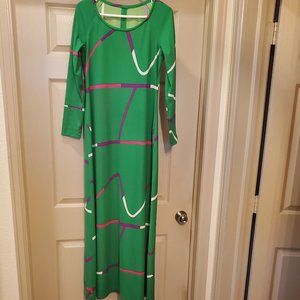 Vintage, op art green maxi dress (70's)